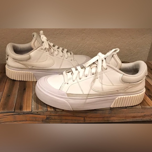 *NIKE* Court Legacy Lift Women's Triple White Platform Sneakers (Size 6.5) - Picture 1 of 16